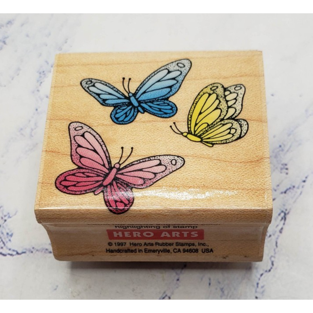 Hero Arts Butterfly Trio Wood Mounted Rubber Stamp C302